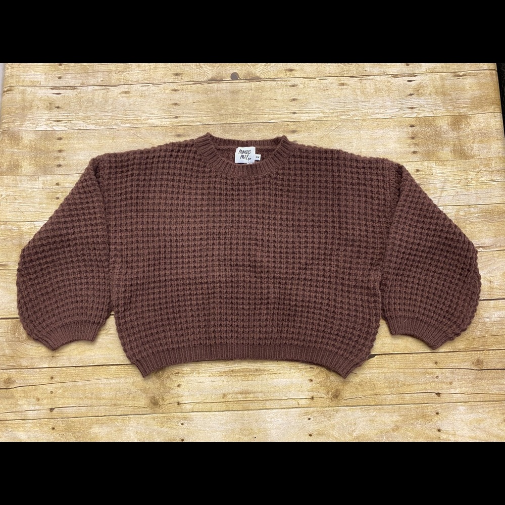 NWT Princes Polly KOBIE BALLON SLEEVE SWEATER BROWNsz S/M - Picture 6 of 6
